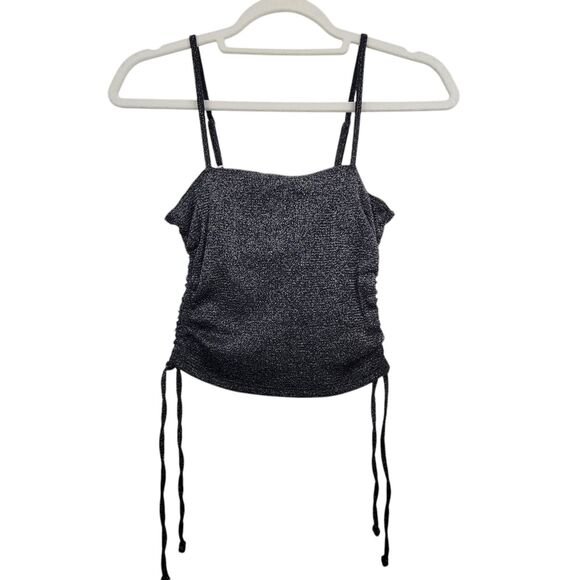 Hollister Tops - Hollister Black Crop Top Spaghetti Strap Y2K Tinsel Fitted Cinched Top Small